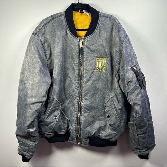VTG UPS Prime-Time Merchandise Washed Full Zip Bomber Jacket Coat Men’s Size XL